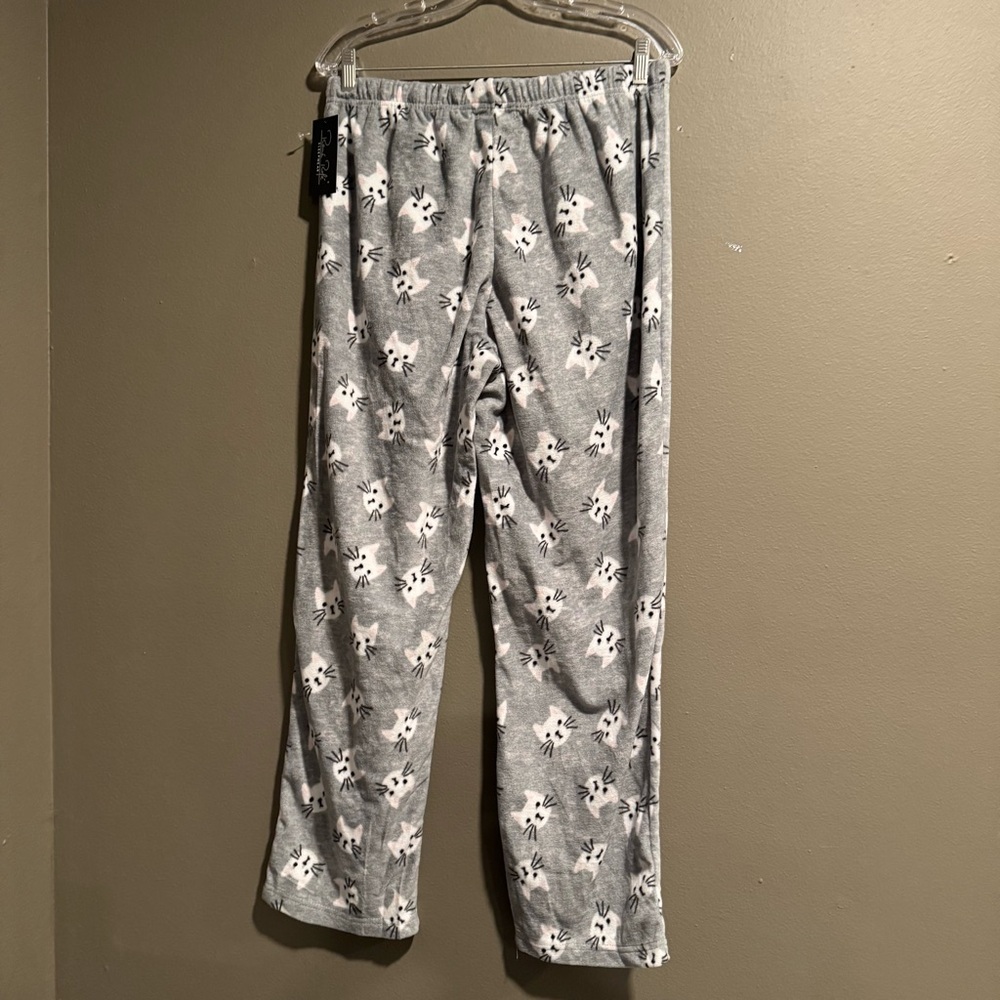 René Rofé Gray Pajama Pants with Cat Print Size Large